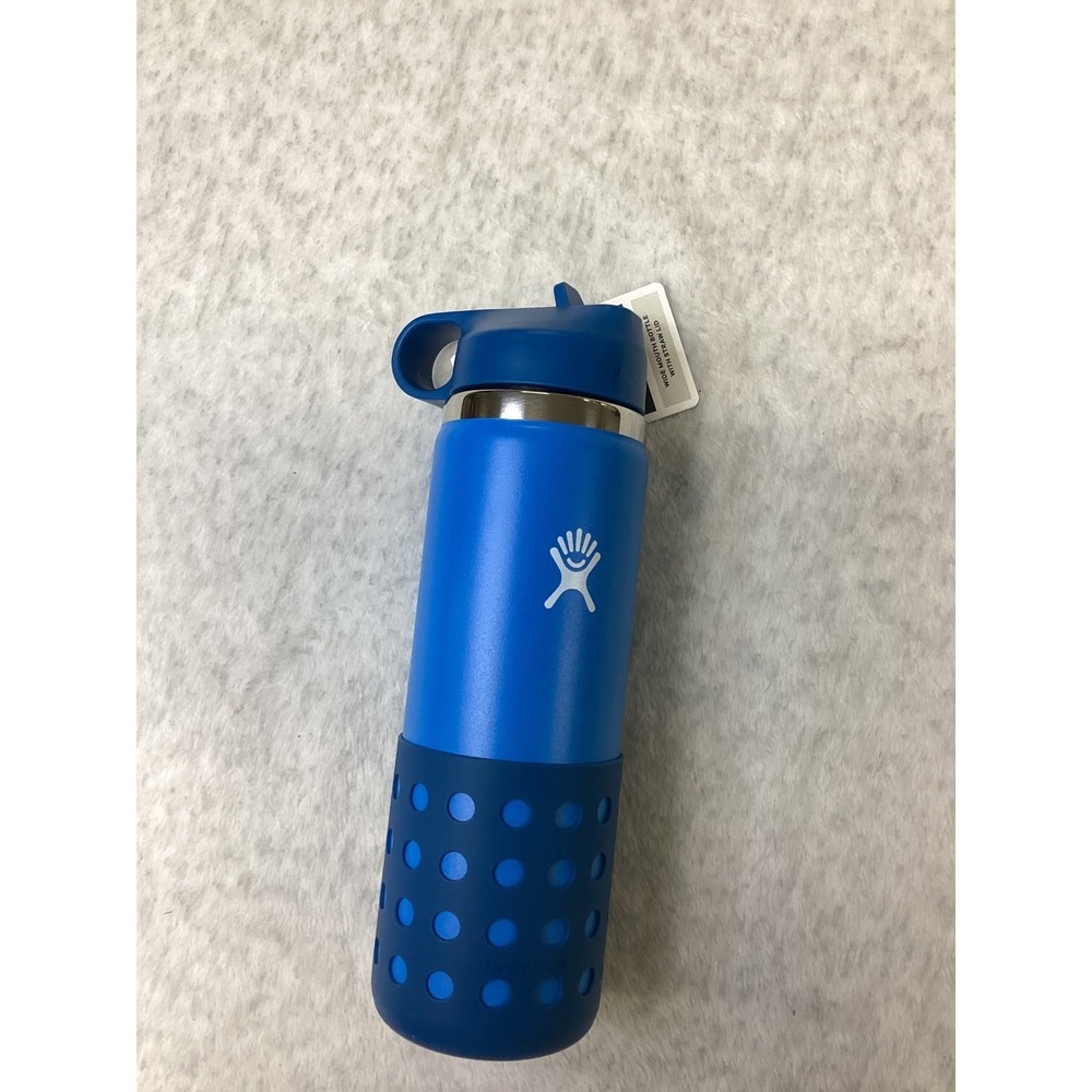 Hydro Flask Kids 20 oz Wide Mouth Straw Lid Water Bottle Lake Blue W20BSWBBF445.
